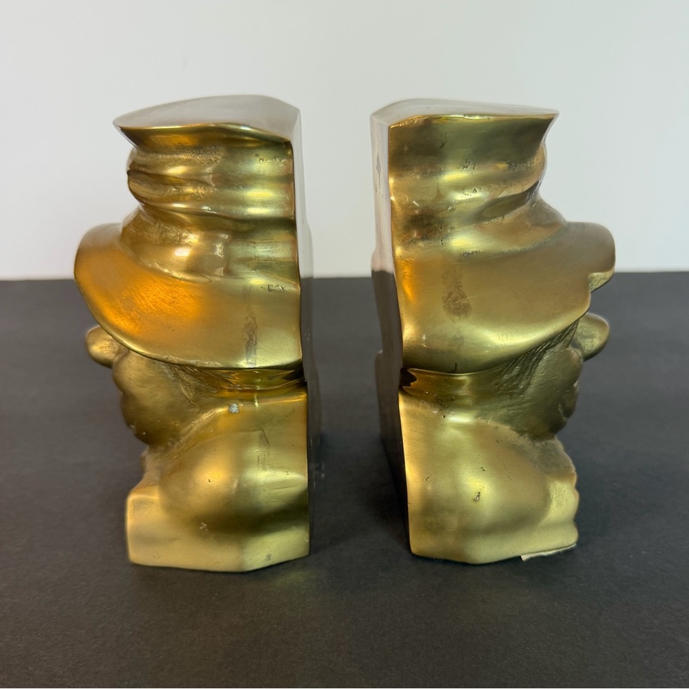 Vintage Cast Brass Clown Bookends Mid Century Modern Figurative MCM Decor - Picture 4 of 12
